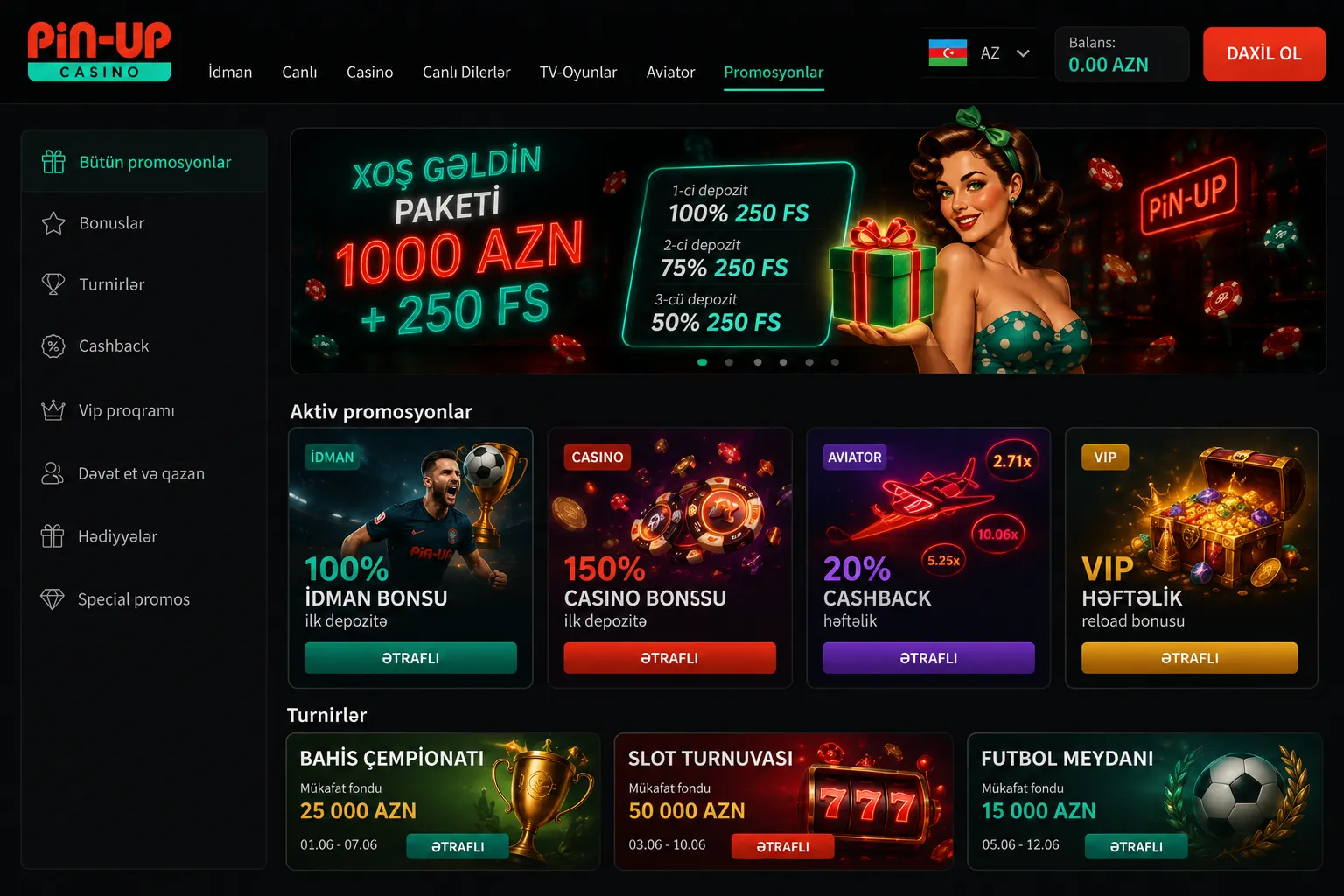 Slotlar və canlı kazino girişi Pin-Up Casino indir